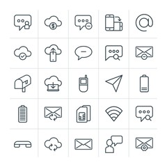Poster - modern simple set of cloud and networking, chat and messenger, mobile, email vector outline icons. c