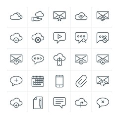 Poster - Modern Simple Set of cloud and networking, chat and messenger, mobile, email Vector outline Icons. Contains such Icons as  network, exit and more on white background. Fully Editable. Pixel Perfect