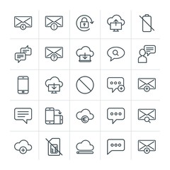 Poster - Modern Simple Set of cloud and networking, chat and messenger, mobile, email Vector outline Icons. Contains such Icons as  white, security and more on white background. Fully Editable. Pixel Perfect
