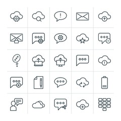 Poster - Modern Simple Set of cloud and networking, chat and messenger, mobile, email Vector outline Icons. Contains such Icons as  weather,  search and more on white background. Fully Editable. Pixel Perfect