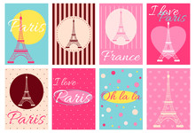 Collection Of Banners With Eiffel Tower