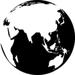 Wall Mural - Vector illustration of black and white globe. Continents are white, seas and oceans are black