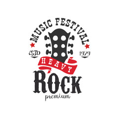 Sticker - Heavy Rock music festival est. 1979 logo, design element can be used for poster, banner, flyer, print or stamp vector Illustration on a white background