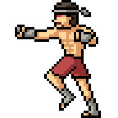 Wall Mural - vector pixel art muay thai punch