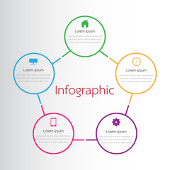 Poster - Vector infographic templates used for detailed reports. All 5 topics.