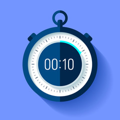 Poster - Stopwatch icon in flat style, timer on color background. Sport clock. Vector design element for you business project