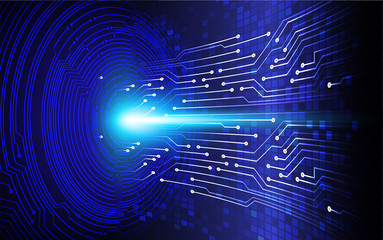 Wall Mural - binary circuit board future technology, blue cyber security concept background, abstract hi speed digital internet.motion move blur. pixel vector