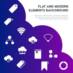 Poster - cloud and networking, charts, mobile, bookmarks fill vector icons and elements background concept on gradient background.Multipurpose use on websites, presentations, brochures and more