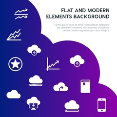 Poster - cloud and networking, charts, mobile, bookmarks fill vector icons and elements background concept on gradient background.Multipurpose use on websites, presentations, brochures and more