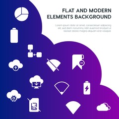 Poster - cloud and networking, charts, mobile, bookmarks fill vector icons and elements background concept on gradient background.Multipurpose use on websites, presentations, brochures and more