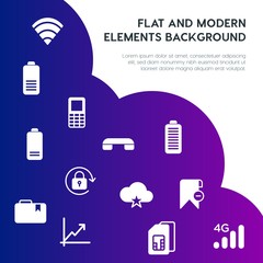 Poster - cloud and networking, charts, mobile, bookmarks fill vector icons and elements background concept on gradient background.Multipurpose use on websites, presentations, brochures and more