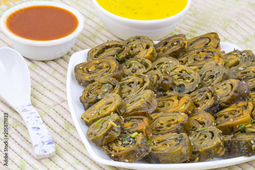 Indian Spicy Food Patra Also Called Paatra Alu Vadi Or Patrode Is A Veg Dish In