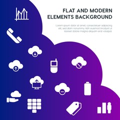 Poster - cloud and networking, charts, mobile, bookmarks fill vector icons and elements background concept on gradient background.Multipurpose use on websites, presentations, brochures and more