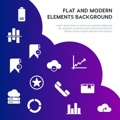 Poster - cloud and networking, charts, mobile, bookmarks fill vector icons and elements background concept on gradient background.Multipurpose use on websites, presentations, brochures and more