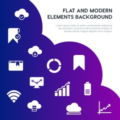 Poster - cloud and networking, charts, mobile, bookmarks fill vector icons and elements background concept on gradient background.Multipurpose use on websites, presentations, brochures and more
