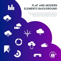 Leinwandbilder - cloud and networking, charts, mobile, bookmarks fill vector icons and elements background concept on gradient background.Multipurpose use on websites, presentations, brochures and more