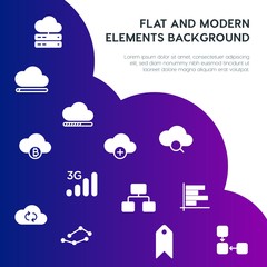 Leinwandbilder - cloud and networking, charts, mobile, bookmarks fill vector icons and elements background concept on gradient background.Multipurpose use on websites, presentations, brochures and more