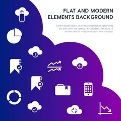Poster - cloud and networking, charts, mobile, bookmarks fill vector icons and elements background concept on