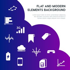Leinwandbilder - cloud and networking, charts, mobile, bookmarks fill vector icons and elements background concept on gradient background.Multipurpose use on websites, presentations, brochures and more
