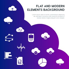 Leinwandbilder - cloud and networking, charts, mobile, bookmarks fill vector icons and elements background concept on gradient background.Multipurpose use on websites, presentations, brochures and more