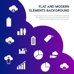 Poster - cloud and networking, charts, mobile, bookmarks fill vector icons and elements background concept on gradient background.Multipurpose use on websites, presentations, brochures and more