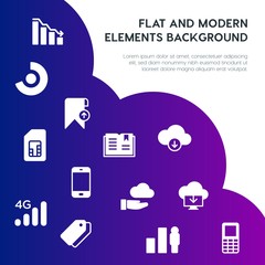 Leinwandbilder - cloud and networking, charts, mobile, bookmarks fill vector icons and elements background concept on gradient background.Multipurpose use on websites, presentations, brochures and more