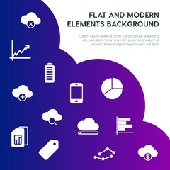 Leinwandbilder - cloud and networking, charts, mobile, bookmarks fill vector icons and elements background concept on gradient background.Multipurpose use on websites, presentations, brochures and more