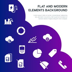 Leinwandbilder - cloud and networking, charts, mobile, bookmarks fill vector icons and elements background concept on gradient background.Multipurpose use on websites, presentations, brochures and more