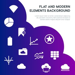 Leinwandbilder - cloud and networking, charts, mobile, bookmarks fill vector icons and elements background concept on gradient background.Multipurpose use on websites, presentations, brochures and more