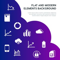 Leinwandbilder - cloud and networking, charts, mobile, bookmarks fill vector icons and elements background concept on gradient background.Multipurpose use on websites, presentations, brochures and more