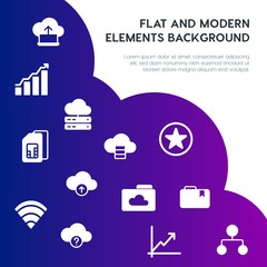 Leinwandbilder - cloud and networking, charts, mobile, bookmarks fill vector icons and elements background concept on gradient background.Multipurpose use on websites, presentations, brochures and more