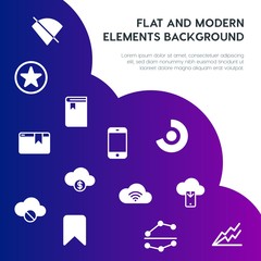 Leinwandbilder - cloud and networking, charts, mobile, bookmarks fill vector icons and elements background concept on gradient background.Multipurpose use on websites, presentations, brochures and more