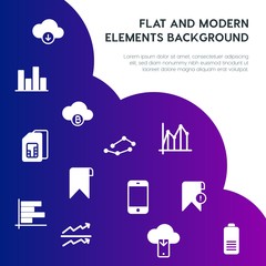Leinwandbilder - cloud and networking, charts, mobile, bookmarks fill vector icons and elements background concept on gradient background.Multipurpose use on websites, presentations, brochures and more