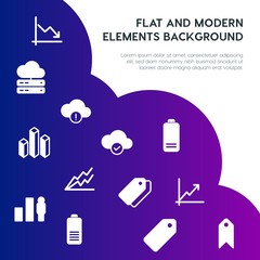 Poster - cloud and networking, charts, mobile, bookmarks fill vector icons and elements background concept on gradient background.Multipurpose use on websites, presentations, brochures and more