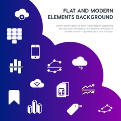Leinwandbilder - cloud and networking, charts, mobile, bookmarks fill vector icons and elements background concept on gradient background.Multipurpose use on websites, presentations, brochures and more