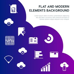 Leinwandbilder - cloud and networking, charts, mobile, bookmarks fill vector icons and elements background concept on gradient background.Multipurpose use on websites, presentations, brochures and more