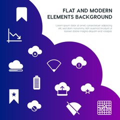 Poster - cloud and networking, charts, mobile, bookmarks fill vector icons and elements background concept on gradient background.Multipurpose use on websites, presentations, brochures and more