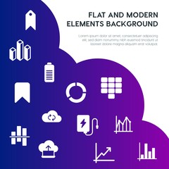 Poster - cloud and networking, charts, mobile, bookmarks fill vector icons and elements background concept on