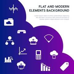 Poster - cloud and networking, charts, mobile, bookmarks fill vector icons and elements background concept on gradient background.Multipurpose use on websites, presentations, brochures and more
