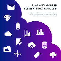 Leinwandbilder - cloud and networking, charts, mobile, bookmarks fill vector icons and elements background concept on gradient background.Multipurpose use on websites, presentations, brochures and more