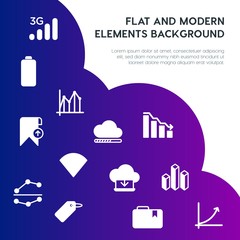 Leinwandbilder - cloud and networking, charts, mobile, bookmarks fill vector icons and elements background concept on gradient background.Multipurpose use on websites, presentations, brochures and more