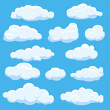 Fototapeta  - Cartoon vector clouds on blue sky 