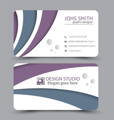 Business card set template for business identity corporate style. Vector illustration. Purple and blue color.