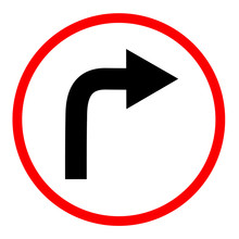 Turn Right Sign On White Background. Turn Right Symbol. Flat Style. Turn Right Ahead Sign. Traffic Sign.