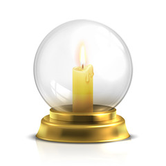 Wall Mural - Realistic magic ball with light candle isolated on white background
