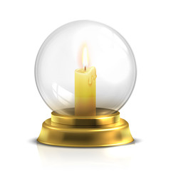 Sticker - Realistic magic ball with light candle isolated on white background