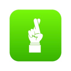 Wall Mural - Fingers crossed icon digital green for any design isolated on white vector illustration