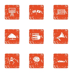 Poster - Mentality icons set. Grunge set of 9 mentality vector icons for web isolated on white background