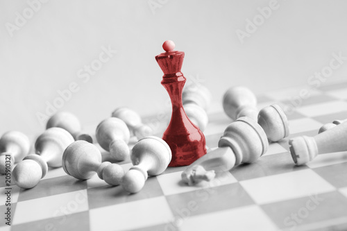  Fototapety One Color   czarna-szachowa-krolowa-bije-bialych-na-szachownicy