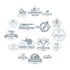 Poster - Electric tools logo icons set. Simple illustration of 16 electric tools logo vector icons for web